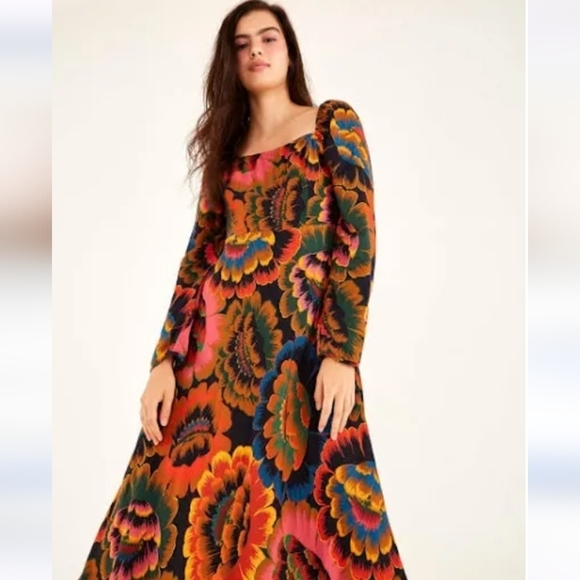 New FARM RIO Colorful Flowers Midi Dress Size S - Picture 3 of 16